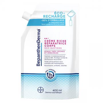 BEPANTHENDERMA - Creme riche reparatrice corps peaux seches et sensibles eco-recharge 400ml
