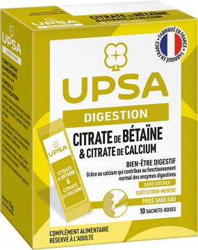 UPSA - DIGESTION - Citrate de B&eacute;ta&iuml;ne et Citrate de Calcium 10 Sachets Doses