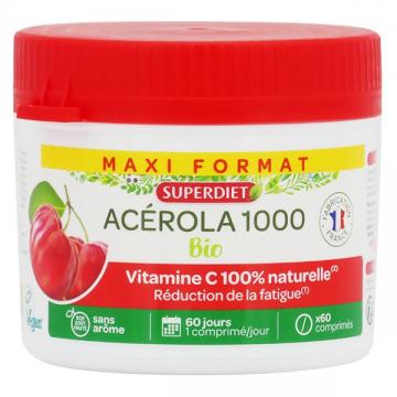 SUPERDIET - Ac&eacute;rola 1000 bio 60 comprim&eacute;s &agrave; croquer