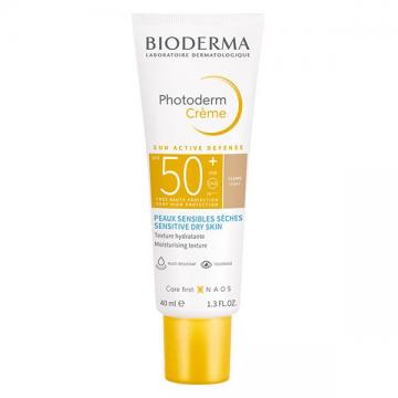 BIODERMA - PHOTODERM Sun Active Defense - Cr&egrave;me solaire teint&eacute;e claire peaux sensibles s&egrave;ches SPF50+ 40ml