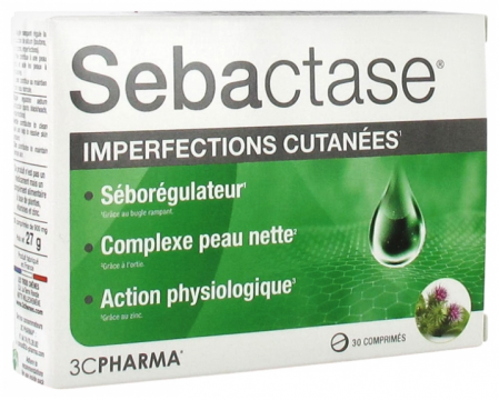 3C PHARMA - SEBACTASE - Imperfections cutan&eacute;es 30 comprim&eacute;s