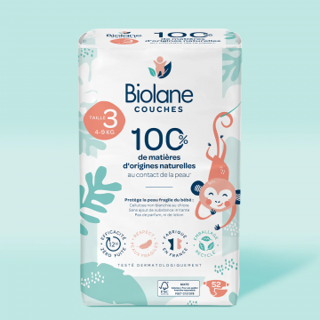 BIOLANE - Couches &eacute;cologiques Taille 3 4-9kg sac de 52 couches