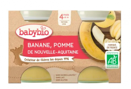 BABYBIO - Compotes bebe pomme banane 2x130g