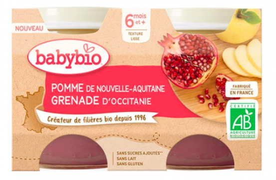 BABYBIO - Pot pomme grenade 2x130GR