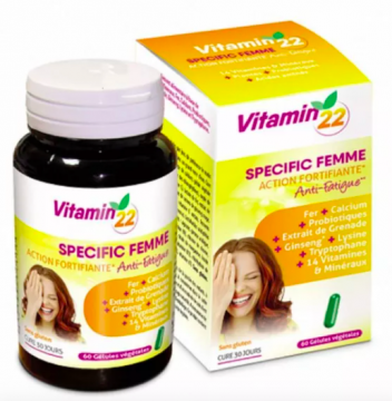 VITAMIN22 - Specific Femme - Action tonifiante anti fatigue 60 gelules
