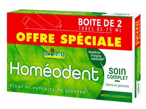 HOMEODENT - Soin complet dents et gencives lot de 2x75ml - Ar&ocirc;me : Chlorophylle