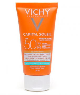 VICHY - Capital soleil visage &eacute;mulsion anti-brillance BB teint&eacute;e h&acirc;le naturel SPF50 50ml