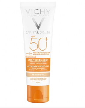 VICHY - Capital soleil cr&egrave;me solaire visage teint&eacute;e anti-taches 3 en 1 SPF50+ 50ml