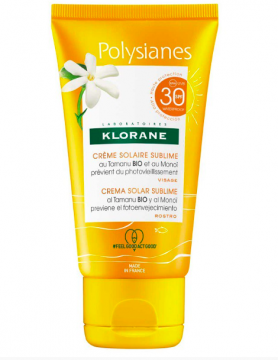 KLORANE - POLYSIANES - cr&egrave;me solaire sublime visage au Mono&iuml; et Tamanu bio SPF30 50ml