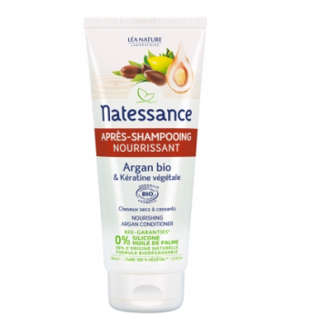 NATESSANCE - Apr&egrave;s-shampooing nourrissant argan bio et k&eacute;ratine v&eacute;g&eacute;tale 200ml