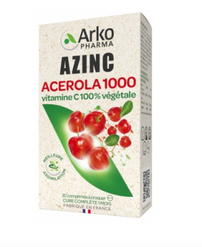 ARKOPHARMA - AZINC ac&eacute;rola 1000mg 30 comprim&eacute;s &agrave; croquer
