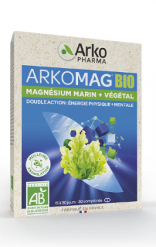 ARKOPHARMA - Arkomag Bio - Magn&eacute;sium Marin + V&eacute;g&eacute;tal 30 comprim&eacute;s