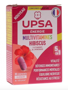UPSA - Multivitamines Hibiscus 5en1, 30 comprim&eacute;s &agrave; avaler