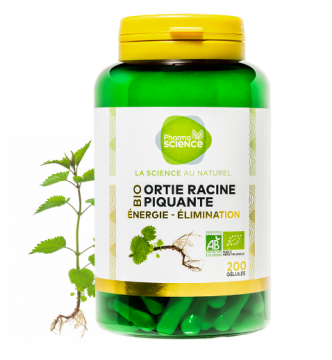 PHARMASCIENCE - Ortie racine piquante bio &eacute;nergie-&eacute;limination 200 g&eacute;lules