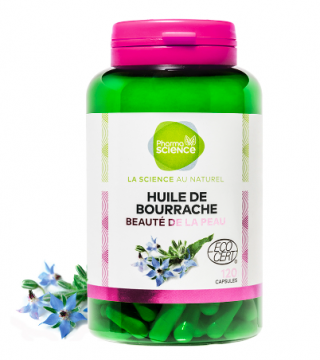 PHARMASCIENCE - Huile de bourrache beaut&eacute; de la peau 120 capsules