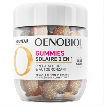 OENOBIOL - Gummies Solaire 2 en 1 - Pr&eacute;parateur & Autobronzant 60 unit&eacute;s