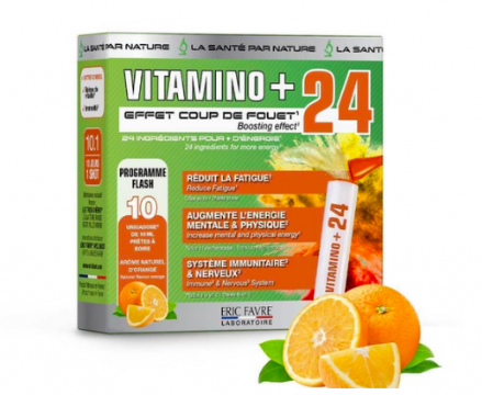 ERIC FAVRE - Vitamino + 24 Effet Coup de Fouet - Immunit&eacute;, fatigue, multivitamines et min&eacute;raux 10 unicadoses de 10 ml