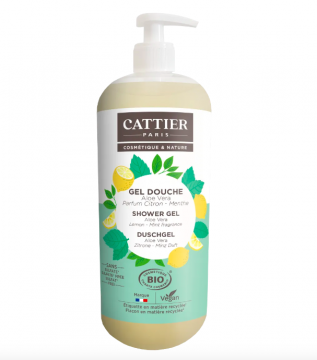 CATTIER - Gel douche sans sulfate aloe vera parfum citron menthe 1L