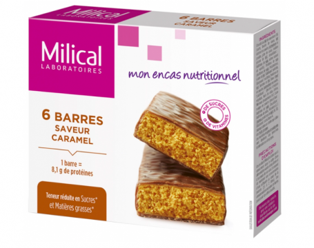 MILICAL - 6 barres minceur hyperprot&eacute;in&eacute;es - Saveur : caramel