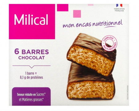 MILICAL - 6 barres minceur hyperprot&eacute;in&eacute;es - Saveur : chocolat