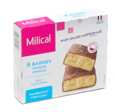 MILICAL - 6 Barres minceur hyperprot&eacute;in&eacute;es - Saveur : vanille