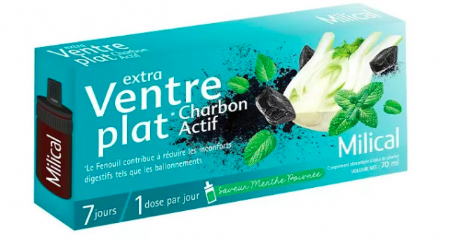 MILICAL -  Extra Ventre Plat Charbon Actif bo&icirc;te de 7 fioles x 10ml