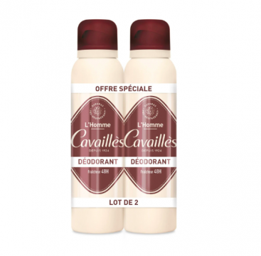 CAVAILL&Egrave;S - D&eacute;odorant homme dermato peaux sensibles 48h sans ammoniaque lot de 2 x 150ml