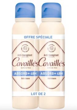 CAVAILL&Egrave;S - Absorb+ 48h d&eacute;odorant anti-traces spray lot de 2x150ml
