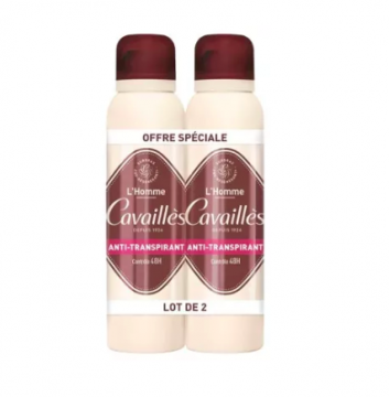 CAVAILL&Egrave;S - Absorb+ 48h homme anti-transpirant spray lot de 2x150ml