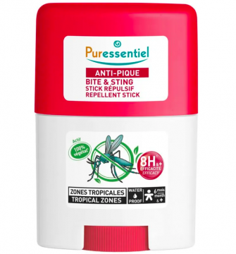 PURESSENTIEL - Anti-pique stick r&eacute;pulsif zones tropicales 75ml