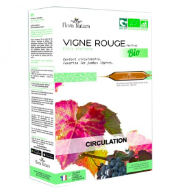 FLORA NATURA - Vigne Rouge Bio - Circulation 20 ampoules x 15ml