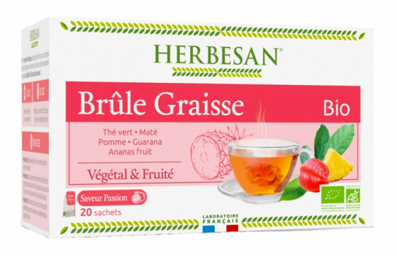 HERBESAN - Infusion Bio Br&ucirc;le-Graisse Saveur passion 20 sachets
