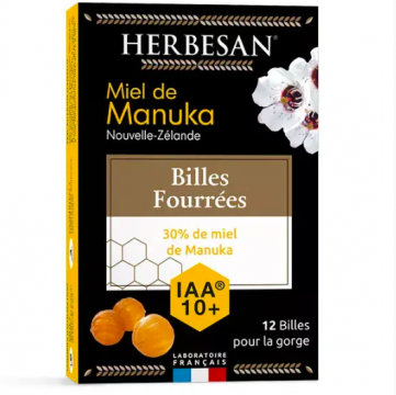 HERBESAN - Miel de Manuka IAA10+ billes fourr&eacute;es 54g
