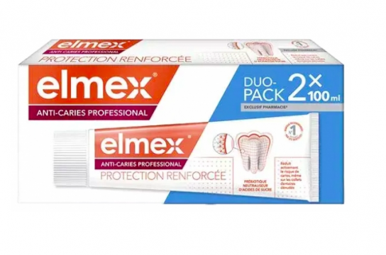 ELMEX - Dentifrice anti-caries professional protection renforc&eacute;e lot de 2x100ml
