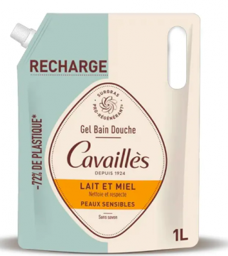 ROGE-CAVAILL&Egrave;S - Eco-recharge gel bain et douche lait et miel peaux sensibles 1l