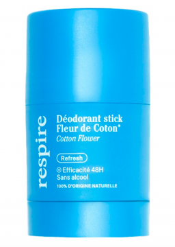 RESPIRE - D&eacute;odorant stick fleur de coton bio 50g