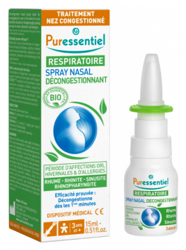 PURESSENTIEL - Respiratoire Spray Nasal D&eacute;congestionnant Bio 15ml