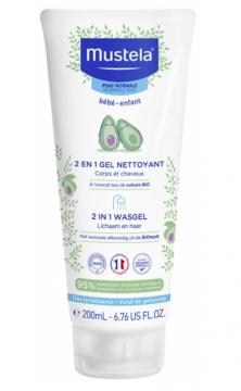 MUSTELA - Gel Nettoyant 2 en 1 &agrave; l'avocat b&eacute;b&eacute; enfant corps et visage 200 ml