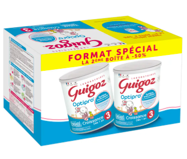 GUIGOZ - Optipro lait de croissance 3&egrave;me &acirc;ge d&egrave;s 1 an BiPack 2x780g