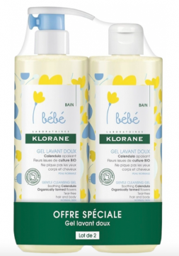 KLORANE Bébé - Gel lavant doux lot de 2 x 500 ml