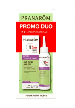 PRANAROM - AROMAPOUX - Duo pack lotion traitante flash anti-poux et lentes lot de 2 x 100ml