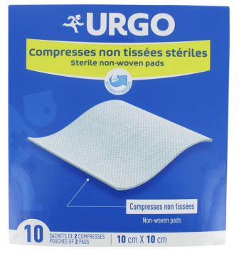 URGO - Compresses Non Tiss&eacute;es St&eacute;riles 10 cm x 10 cm 10 sachets de 2 compresses