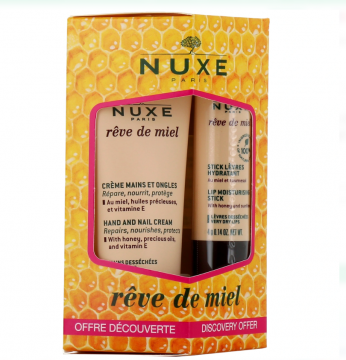 NUXE - R&ecirc;ve de Miel Cr&egrave;me mains et ongles 30ml + Stick l&egrave;vres hydratant 4g