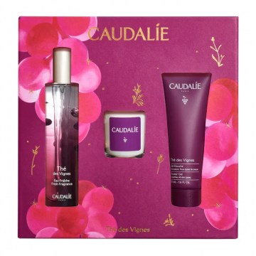 CAUDALIE - Coffret Th&eacute; des Vignes - Eau fra&icirc;che 50ml. Gel douche 50ml. Bougie parfum&eacute;e 35g