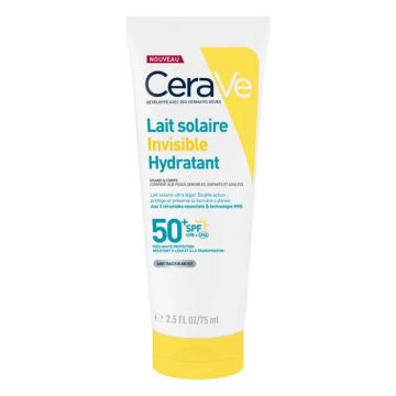 CERAVE - Lait Solaire Invisible Hydratant SPF50+ Haute Protection visage et corps 75ml