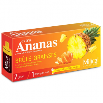 MILICAL - Extra Ananas Br&ucirc;le-Graisses saveur ananas 7 fioles de 10 ml 7 jours