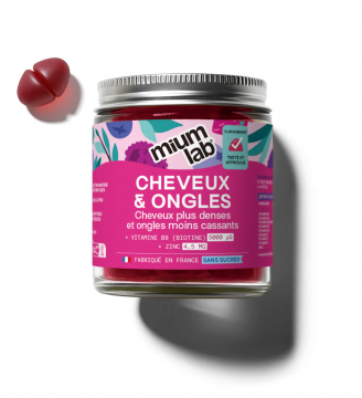 MIUM LAB - Cheveux et Ongles - Hautement dos&eacute;s en biotine, vitamines et zinc sans sucres 42 gummies