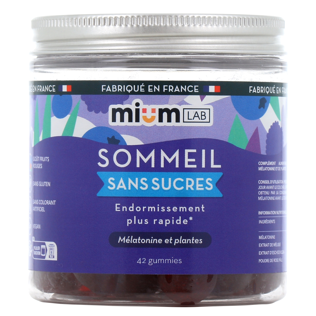 MIUM LAB - Sommeil sans sucres - Endormissement plus rapide m&eacute;latonine et plantes 42 gommes