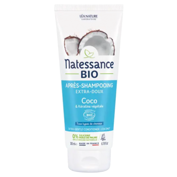 NATESSANCE - Apr&egrave;s-Shampoing Extra-Doux Coco et K&eacute;ratine v&eacute;g&eacute;tale Bio 200ml