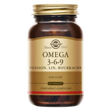 SOLGAR - Om&eacute;ga 3-6-9 - Poisson, lin, bourrache 60 capsules